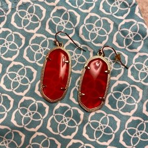 Kendra Scott Elle Gold Drop Earrings in Red
